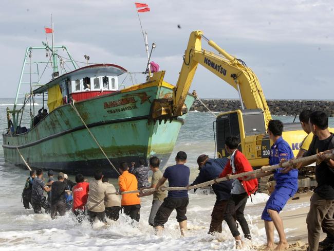 A stranded Sri Lankan asylum seeker boat last June; not the boat referred to in this story.