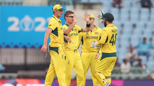 Adam Zampa of Australia celebrates the wicket of Sadeera Samarawickrama. Photo by Robert Cianflone/Getty Images.