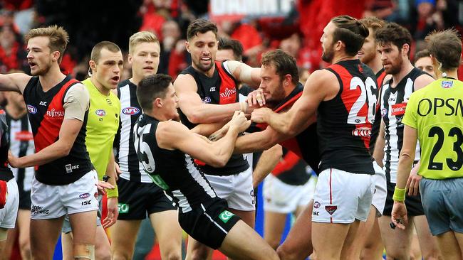 Tempers were frayed after the 3rd quarter incident. Picture: Mark Stewart