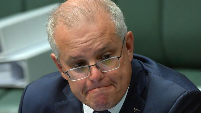 Prime Minister Scott Morrison during Question Time in the House of Representatives on Thursday. Picture: Sam Mooy/Getty Images