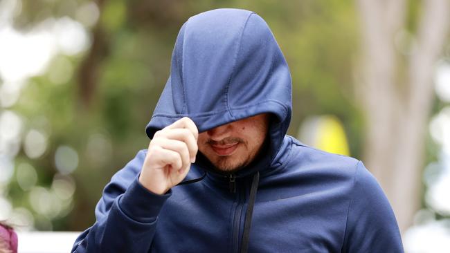 Pictured outside Bankstown Court today is Hadi Skaf, younger brother of convicted gang rapists Bilal and Mohammad Skaf.