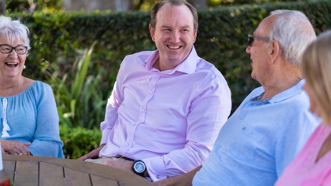 Brett Robinson chats with some residents at RetireAustralia's Glengara village in NSW.