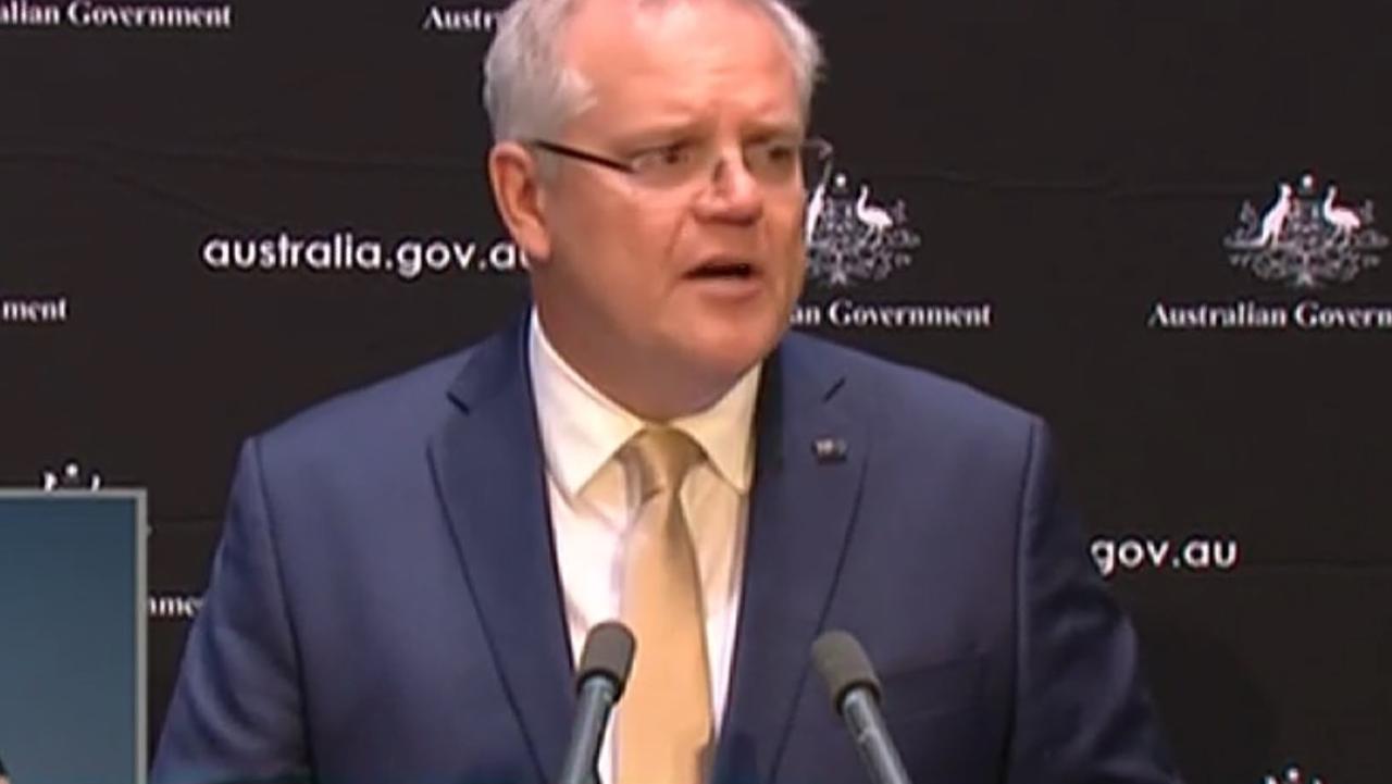 Scott Morrison at today’s press conference. Picture: ABC News