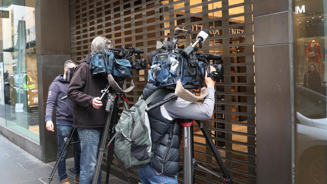 Media outside the David Jones store in the immediate aftermath of the stabbing. Picture: NCA NewsWire / David Crosling