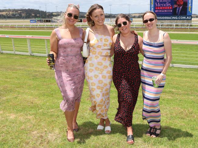 Tayla Dunn, Tayla Alghie, Caitlin Mahar and Rachael Cullen at the Pakenham Cup. Picture: Brendan Beckett