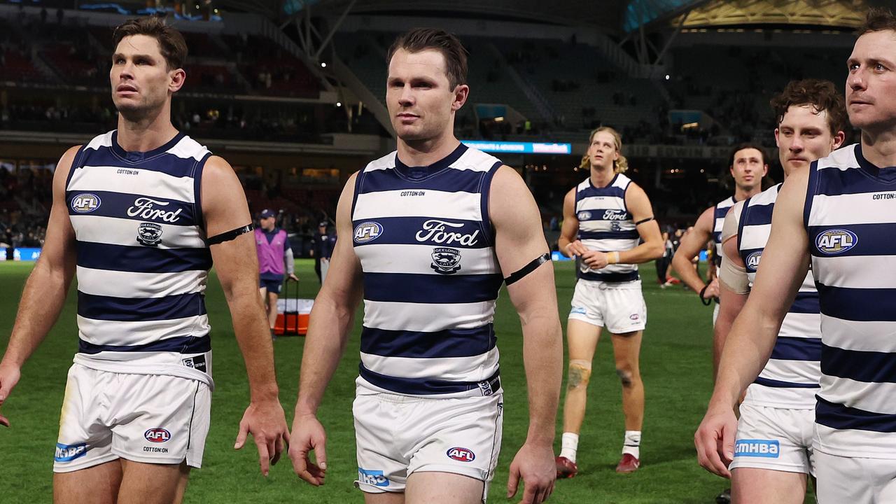 Patrick Dangerfield was taken to hospital after the match in Adelaide. Picture: Sarah Reed/AFL Photos via Getty Images