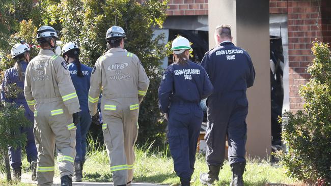 Firefighters were unable to enter the burning home after its ceiling collapsed. Picture: David Crosling