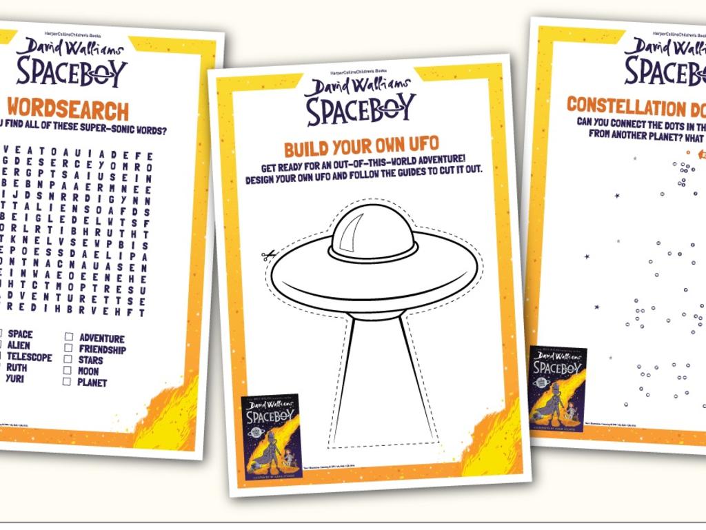 Spaceboy activity sheet banner for kids news