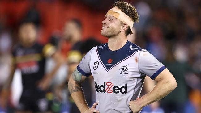 Cameron Munster reacts after Melbourne’s loss to Penrith. Picture: Cameron Spencer/Getty Images