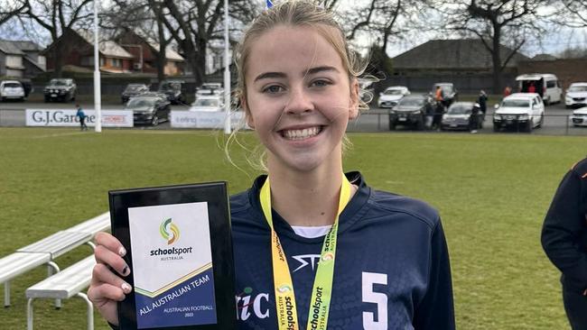 Bridie Neale is all smiles after being selected in the All Australian team. Picture: Heathmont Jets Junior Football Club