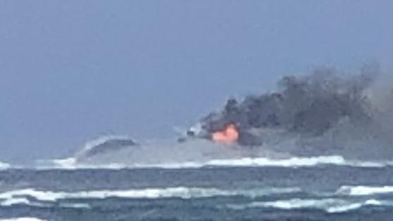 A rescue operation is under way after a Royal New Zealand navy ship ran aground off the Samoan island of Upolu, with all 78 on board in life rafts., HMNZS Manawanui, the Navy’s specialist dive and hydrographic vessel, regularly conducts tasks across the Pacific. The incident occurred while it was conducting a reef survey.  Picture: X @pooliecoast