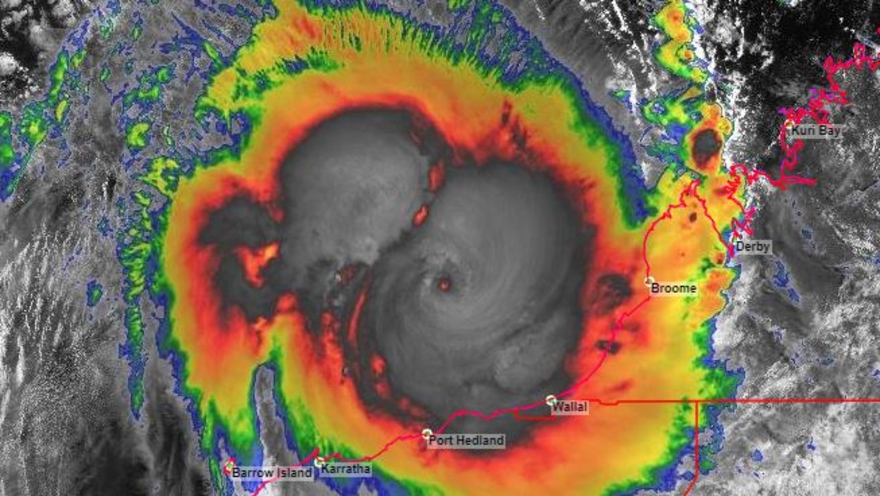 BOM mapping showed heavy rainfall around Ilsa as it neared the Kimberley coast as a category 5 system on Thursday.