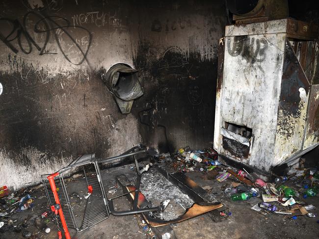 The trashed Ecoville Community Centre. Picture: Nicole Garmston