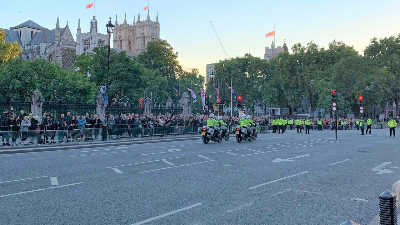 London, UK: Thousands of mourners have joined a procession to pay last respects to the Queen in London. Australian Natalie Bosnic is in attendance, and took this picture, eager to pay her final respects. Picture: Natalie Bosnic