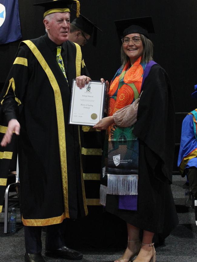 Ashleigh Hancock graduated with a Master of Teaching (Primary) at the CQUniversity graduation ceremony in Bundaberg on December 14, 2023.