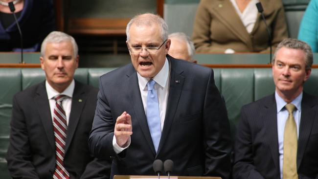 Scott Morrison during his budget speech. Picture: Gary Ramage