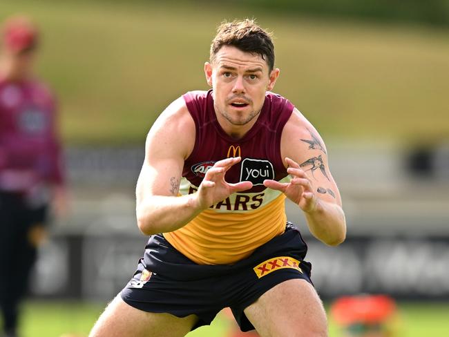 IPSWICH, AUSTRALIA - MAY 27: Lachie Neale of the Lions during a Brisbane Lions AFL training session at Brighton Homes Arena on May 27, 2025 in Ipswich, Australia. (Photo by Albert Perez/Getty Images)