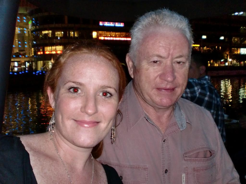 Megan and her father in Singapore during their reconciliation attempt. Picture: Supplied.