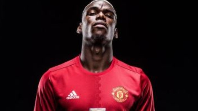 Paul Pogba in Manchester United red.