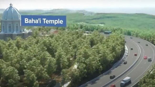 An artist's impression of a section of the $340m upgrade to the 3.4km Mona Vale Rd (West), near the Baha’i Temple at Ingleside. Picture: Transport for NSW