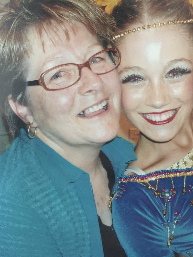 Home and Away actor Jessica Redmayne and her mum when she was young. Redmayne’s mum would stay up all night making costumes for her dance recitals, and took her to every class from the age of 5 to 20. Picture: Supplied.