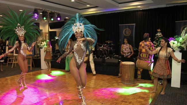 Members of the Lucky African Dance group entertain guests.