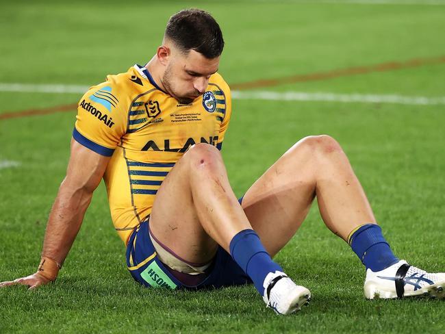 SYDNEY, AUSTRALIA - OCTOBER 02:  Ryan Matterson of the Eels looks dejected after defeat in the 2022 NRL Grand Final match between the Penrith Panthers and the Parramatta Eels at Accor Stadium on October 02, 2022, in Sydney, Australia. (Photo by Mark Kolbe/Getty Images)