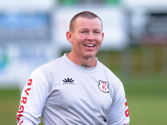 All smiles for Byron BayÃs Coach Todd Carney. Picture: DC Sports Photography. NRRRL Round Six, 1st Grade. Byron Bay Red Devils vs Mullumbimby Giants at Red Devil Park, 12 May 2024