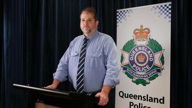 Detective Inspector Kevin Goan details the arrest of a 24 year old Yarrabah man Jason Ross Allan Fourmile, charged with the murder and torture of his 5 year old son. Picture: Brendan Radke