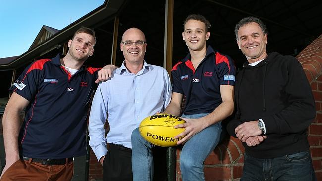 Family ties - James Aish, second from right, with dad Andrew, cousin Jesse Aish and uncle Michael. Picture: Sarah Reed