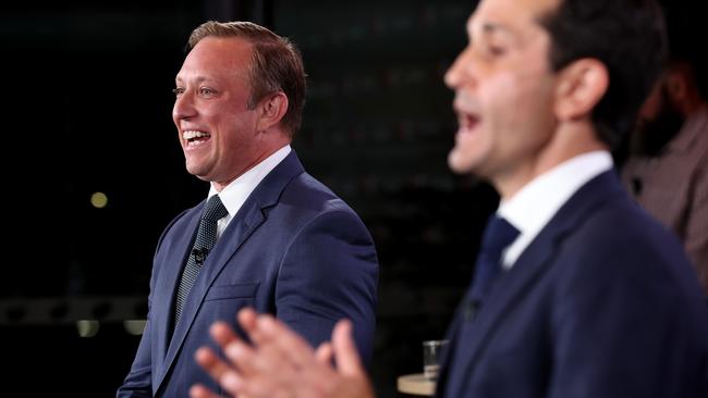 Steven Miles and David Crisafulli debate during October’s election campaign. Picture: Adam Head