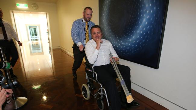 Jamie Briggs in a wheelchair.