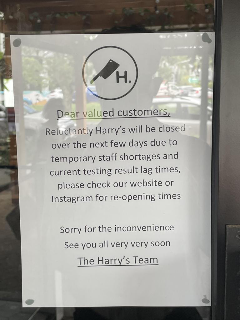 Harry’s Steak Bistro is one of a number of businesses from Burleigh to Broadbeach that are closed due to staff shortages as a result of climbing Covid cases in Queensland.