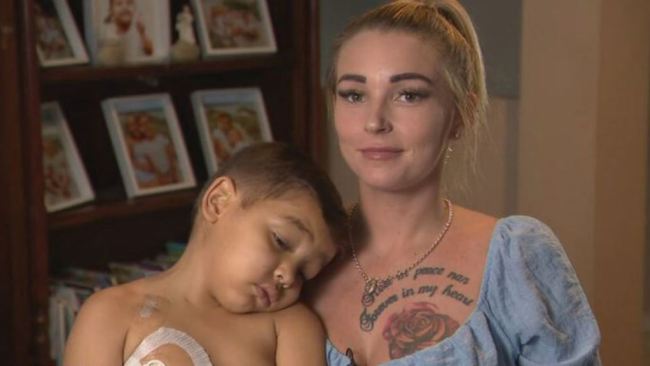 Six-year-old Mateoh with his mother Shalyn Eggleton. Shalyn claims Shaianne took advantage of her son's sickness. Picture: ACA