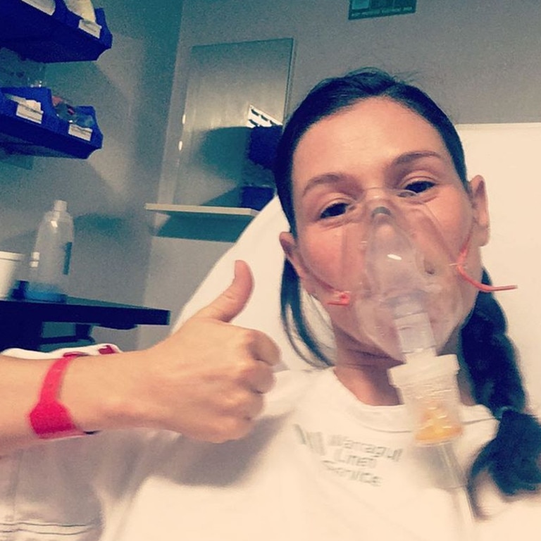 Yael Stone ... "Super fancy Logies prep. #pneumonia" Picture: Instagram