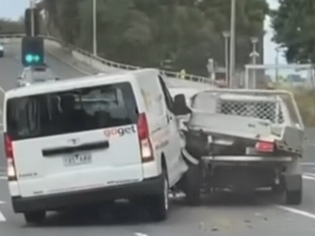 SHOCK vision of a GoGet van fleeing a crash scene without stopping to exchange details in Melbourne’s western suburbs has emerged on social media. , Picture: Instagram