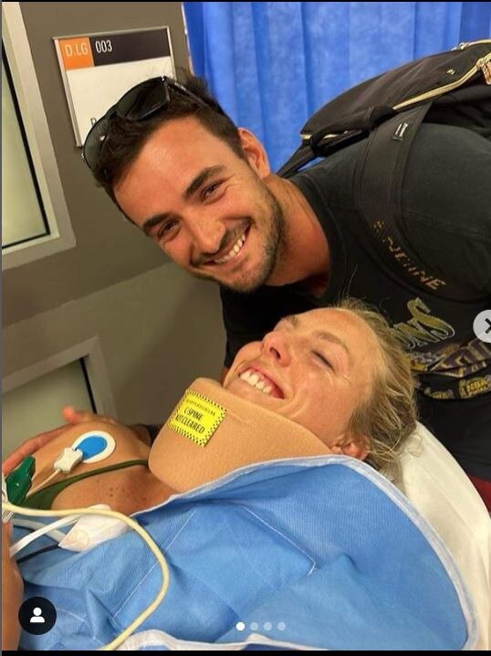 With her fiance after breaking her back. Picture: Instagram