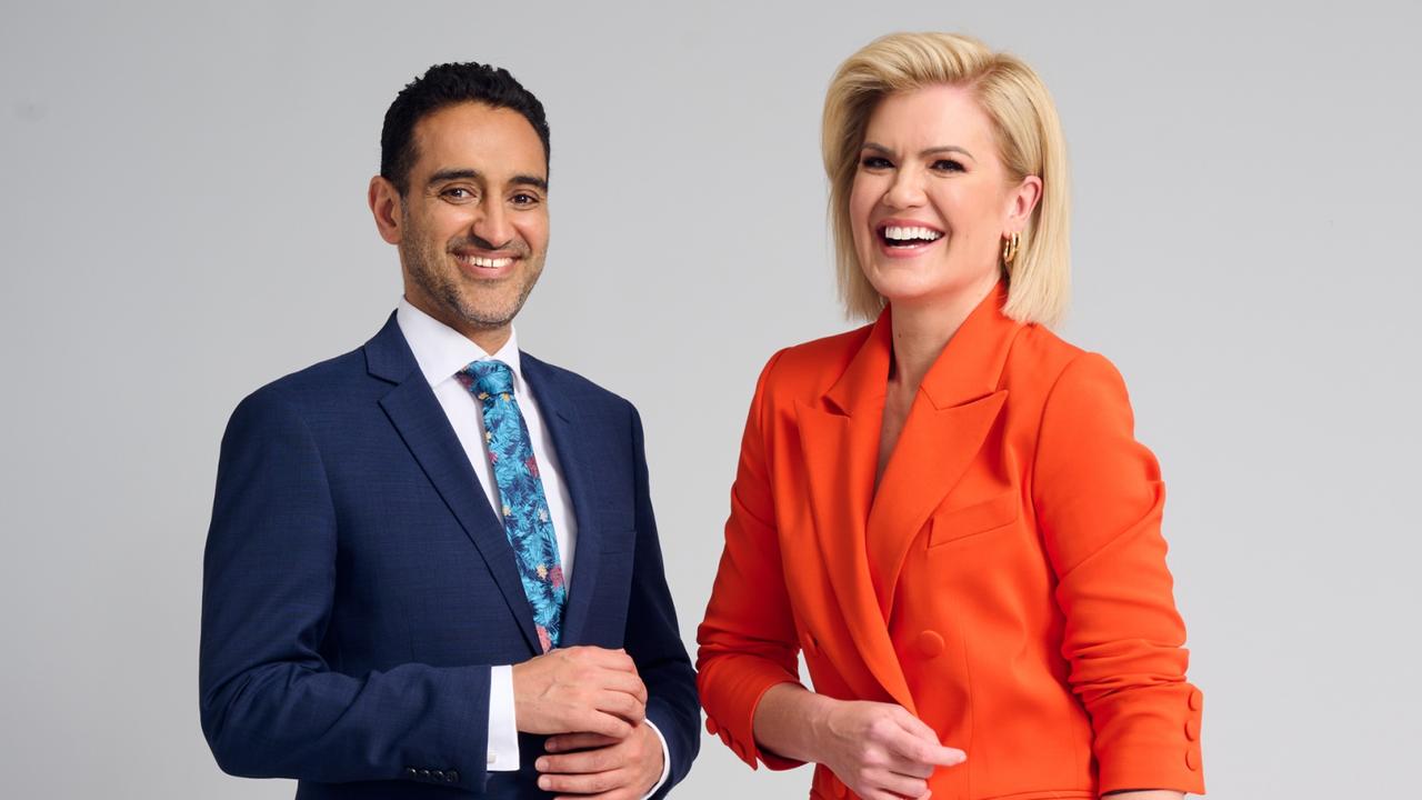 Sarah Harris joins Waleed Aly on The Project. Picture: Channel 10