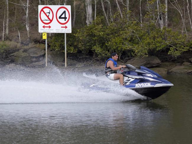 NO BYLINE Canterbury Bankstown Express - Generic photographs of Jet Ski users breaking 4 knot / no wash zones on the Georges River near to Picnic Point Boat Shed, NSW Australia