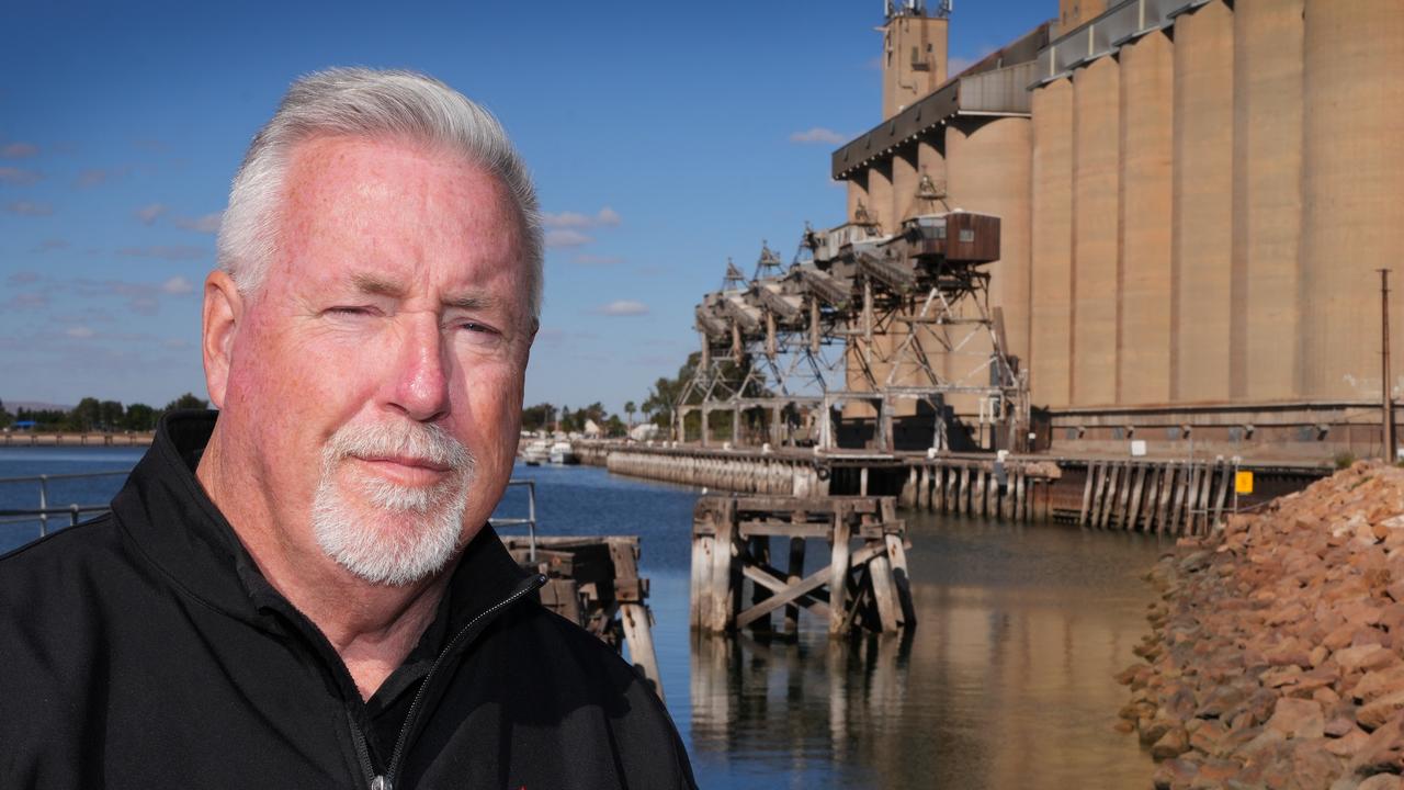 Port Pirie Mayor Leon Stephens believes the ship loading gantry at the wharf, which hasn’t been used for 17 years, is a major part of the pigeon problem. Picture: Dean Martin