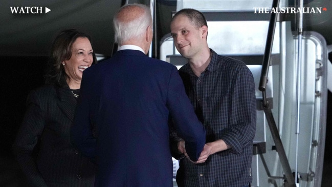 Emotional moment Evan Gershkovich reunites with family and President