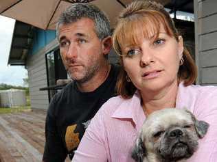 Darren and Sharon Grono, pictured with pet shih tzu Oscar, had their two Dogue De Bordeauxs taken from their property on April 5, only to find them dead this week. Picture: Darryn Smith