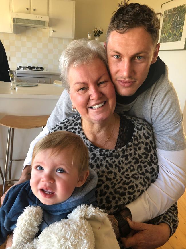 Kurt Mann with mum Jane, who is battling cancer, and son Huxley.