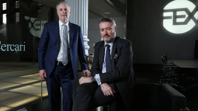 FEX founder and executive director Brian Price, left, with former ASIC deputy chair Daniel Crennan. Picture: Britta Campion