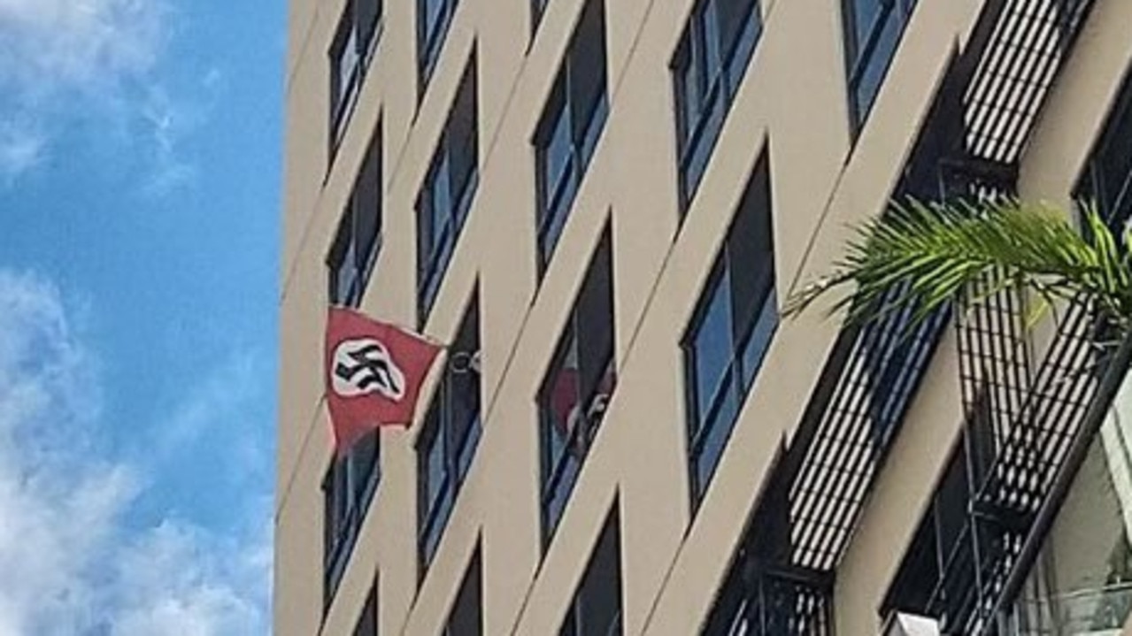 A Nazi flag was flown near a Brisbane synagogue last year. Picture: Supplied