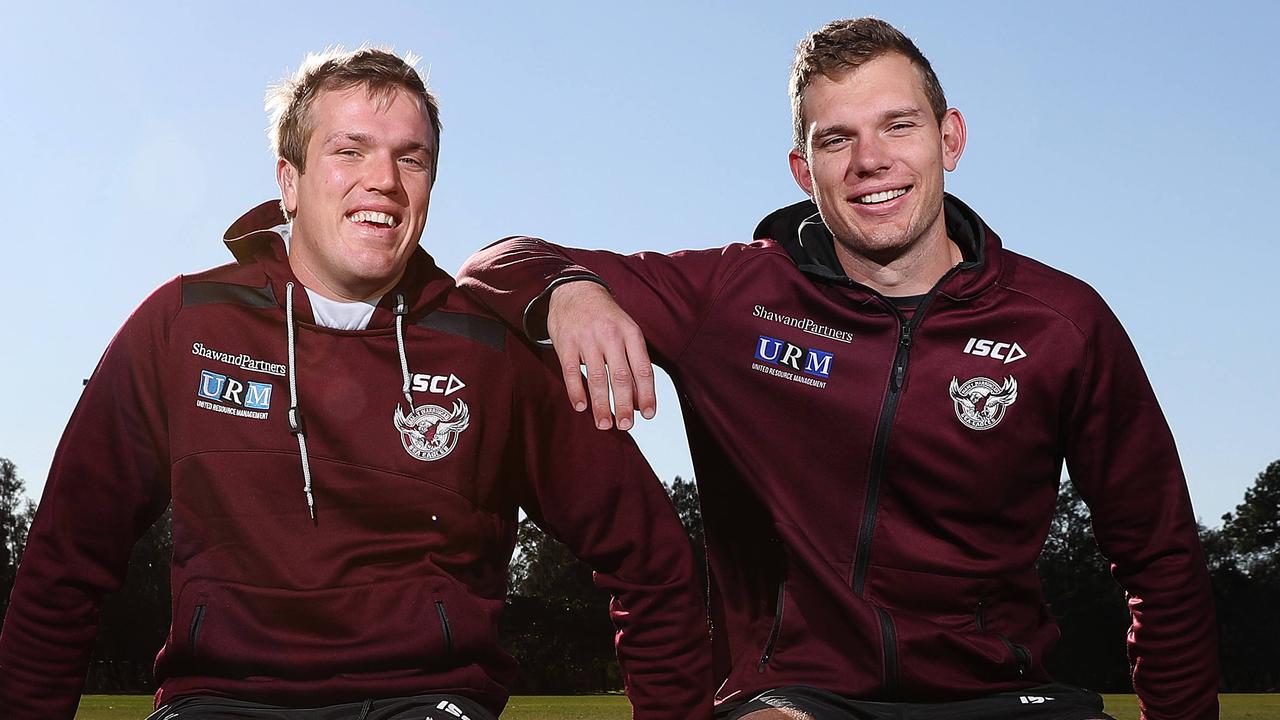 Manly star Jake and Tom Trbojevic are a couple of the biggest name players whose deals run out at the end of 2020. Picture: Brett Costello