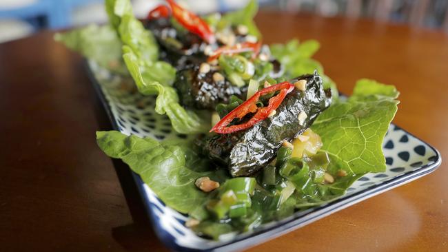 The Wagyu beef betel leaf at Saigon District in North Hobart. Picture: PATRICK GEE