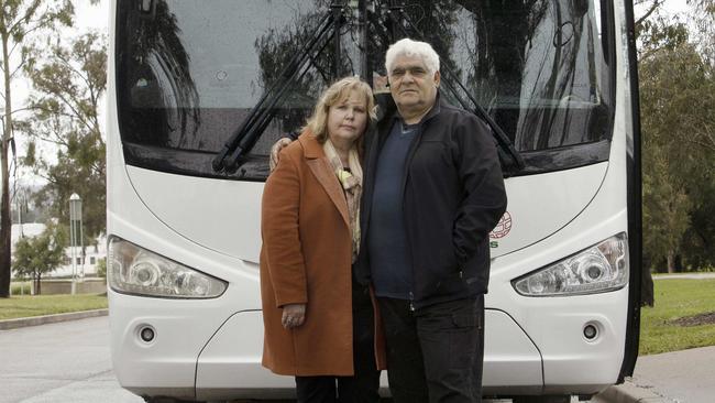 Laura Di Leva, pictured with husband Sal, says tour bus operators feel helpless and ignored. Picture: NCA NewsWire / Gary Ramage