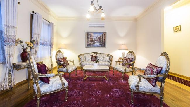 A formal living room at the house.