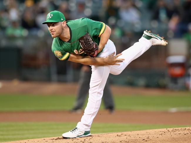 Liam Hendriks has impressed in his new role with the A’s. Picture: Getty Images/AFP